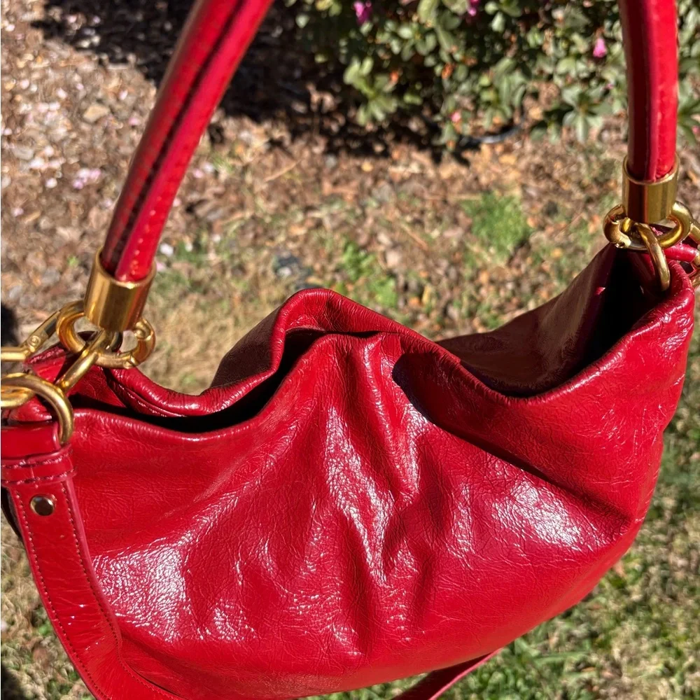 Marc by Marc Jacobs Red Leather Hobo Bag with Gold Hardware